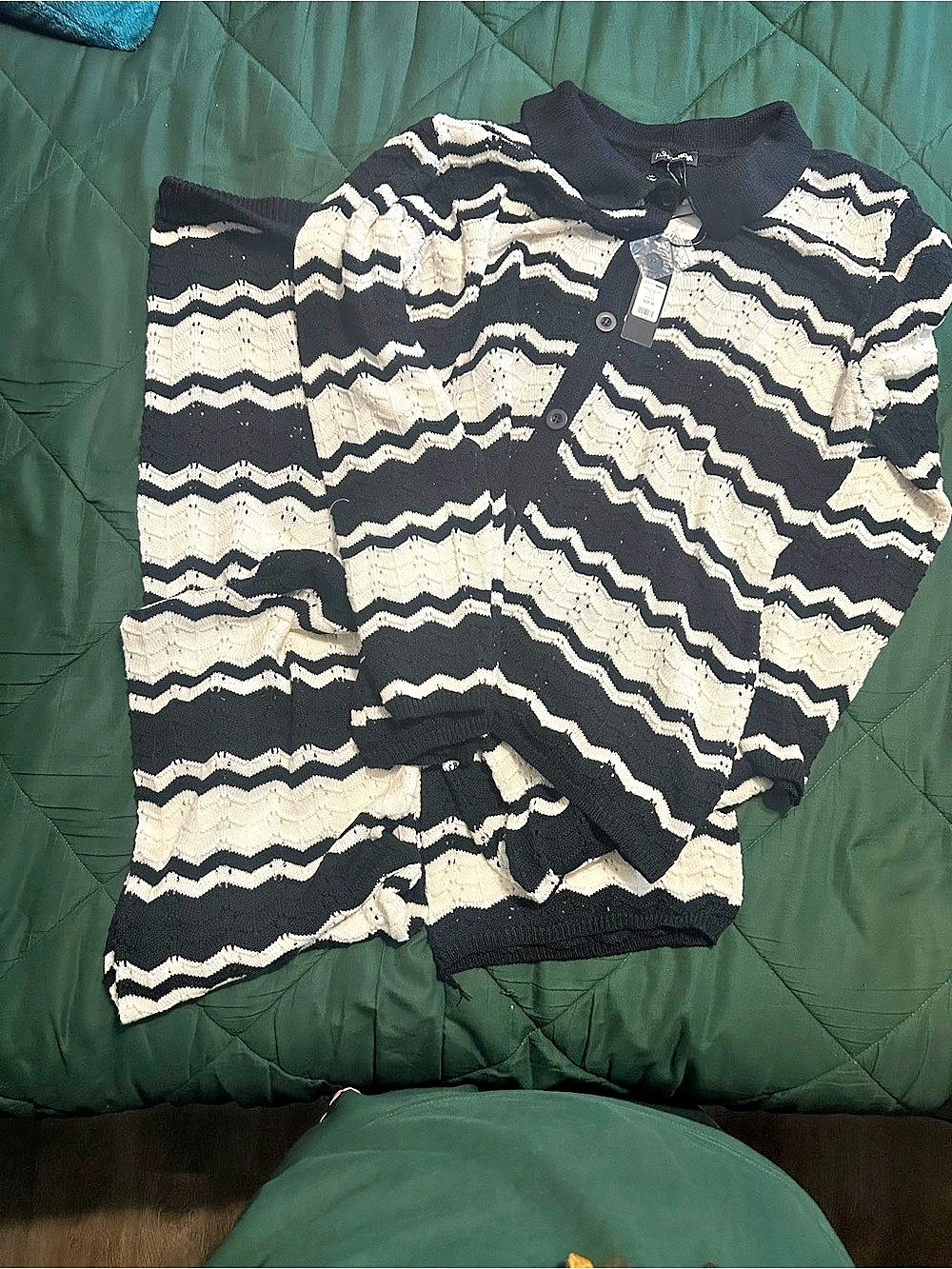 Fashion Nova Abstract Knit Cardigan Black & White  NWT